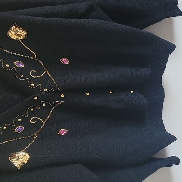 Vtg Jewelled Sequined Cardigan - Picture 4 of 7